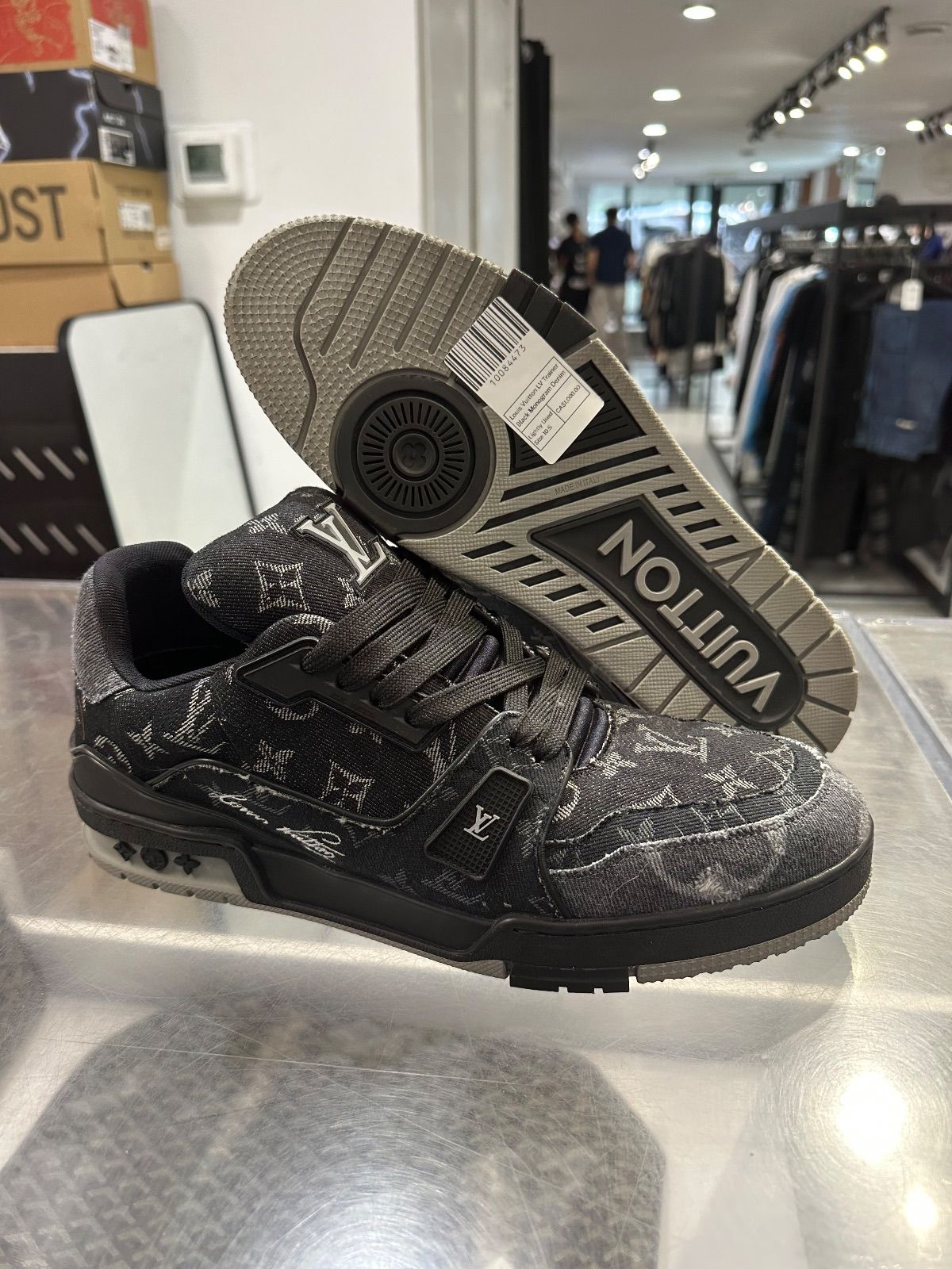 Louis Vuitton LV Trainer Black Monogram Denim - Lightly Used Size 10.5