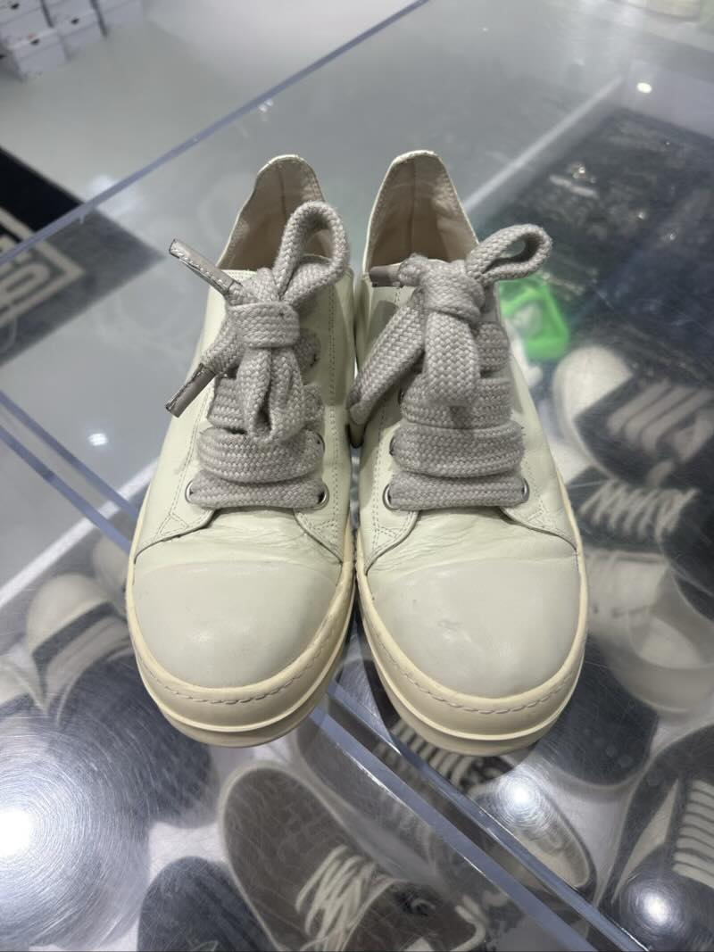 Rick Owens Milk Hollywood Jumbolaced Low Sneakers - Pre-Owned Size 11 (No original box)