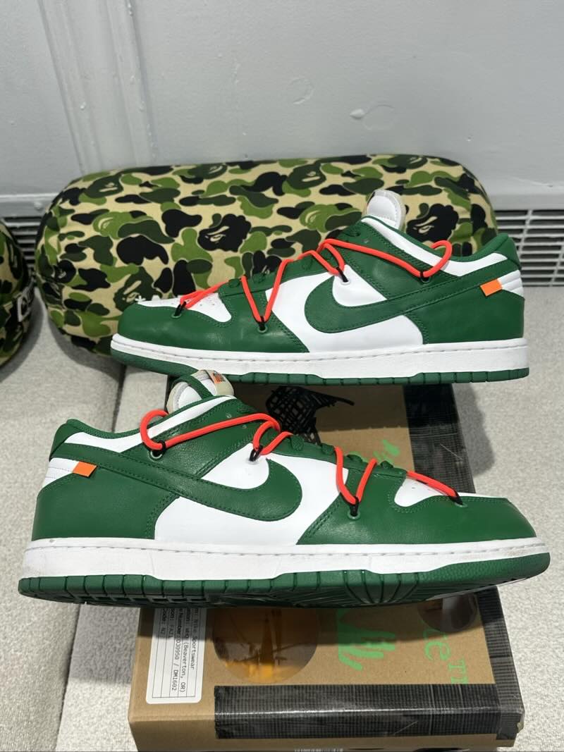 Nike Dunk Low Off-White Pine Green - Pre-Owned Size 13 (Replacement Box)