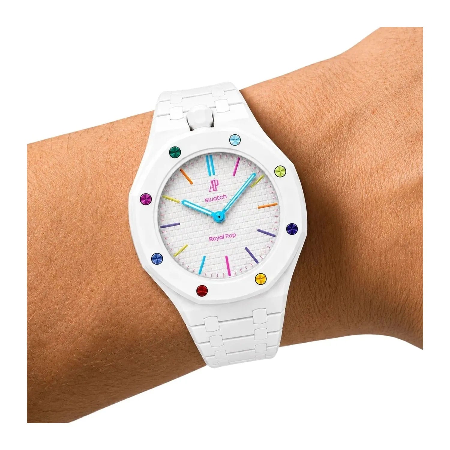 Swatch x Audemars Piguet AP Bioceramic Royal Pop Savonnette Huit Blanc (with Ceramic Strap), brand new
