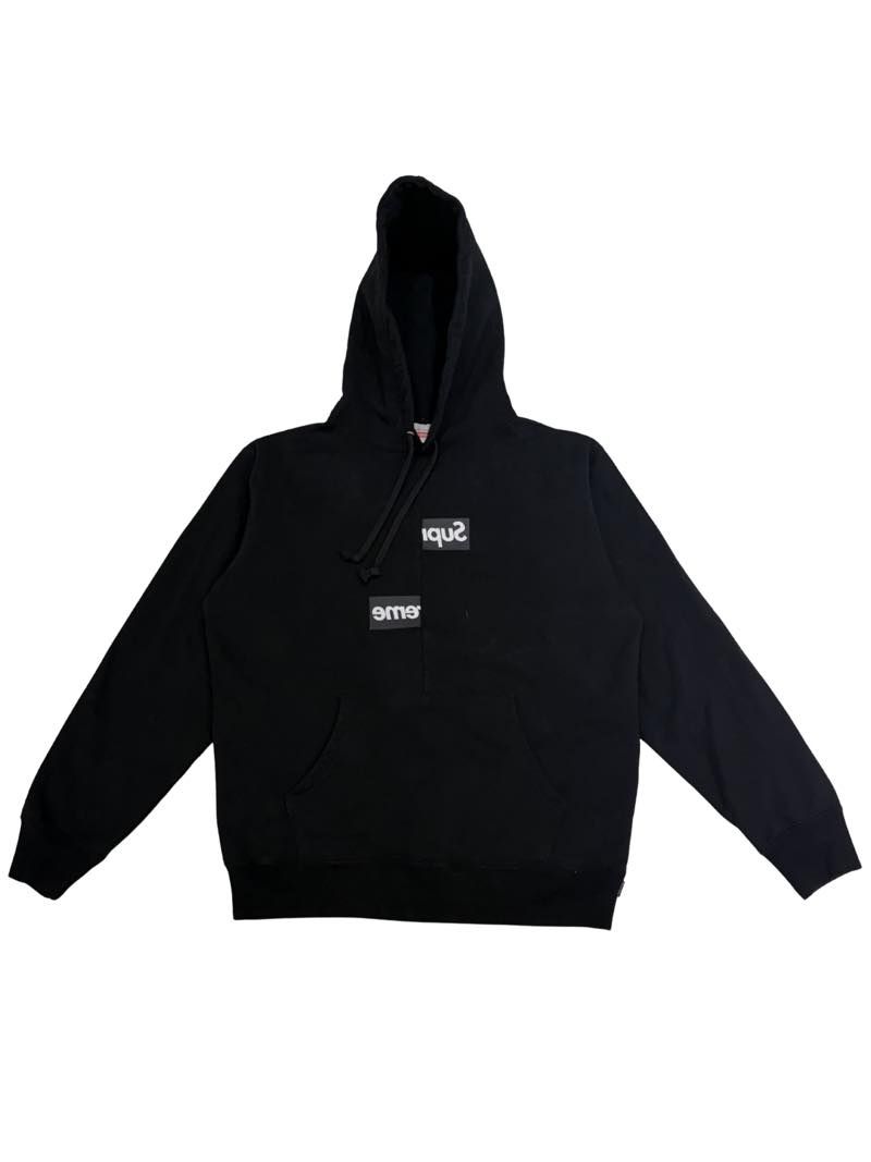 Supreme Comme Des Garcons SHIRT Split Box Logo Hooded Sweatshirt Black - Lightly Used Size S