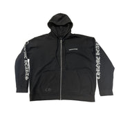 Chrome Hearts Scroll Logo Zip-Up Hoodie Black (Preowned Size XXL) - Pre-Owned