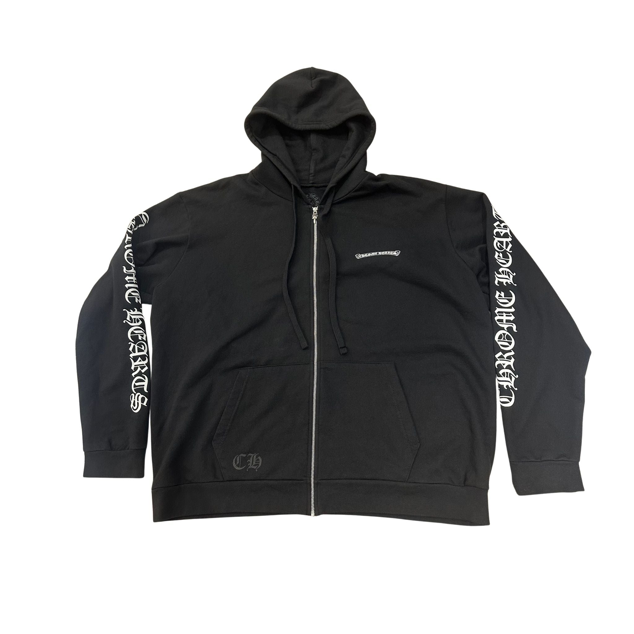 Chrome Hearts Scroll Logo Zip-Up Hoodie Black (Preowned Size XXL) - Pre-Owned