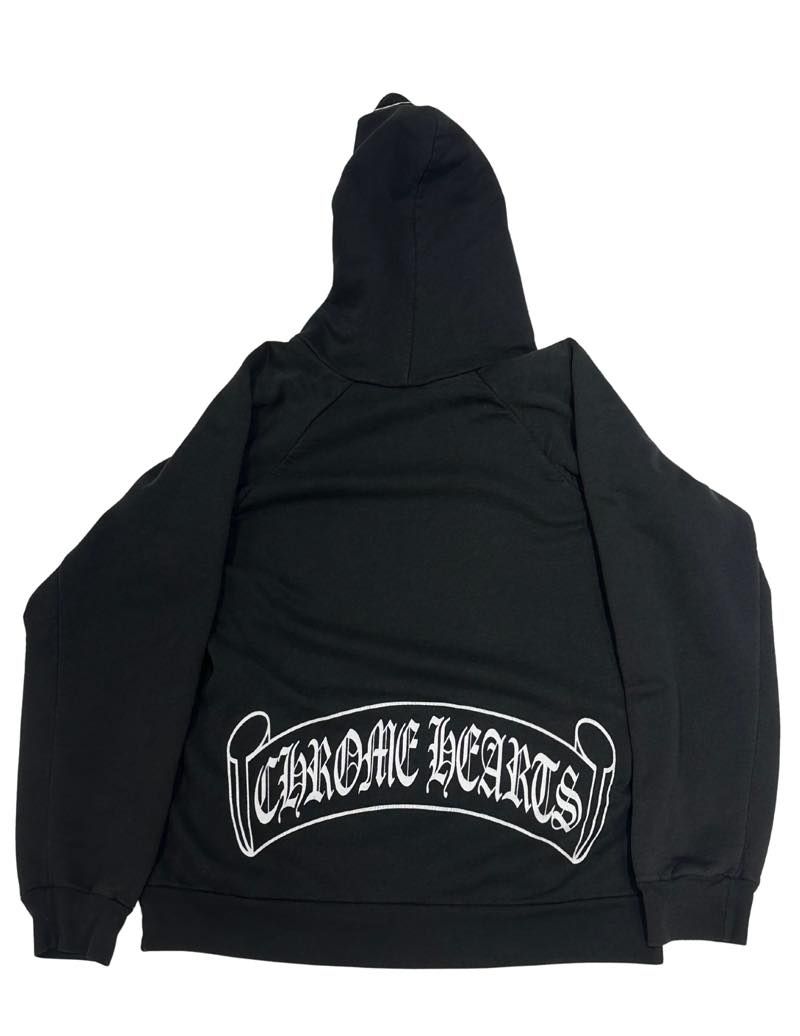 Vintage Chrome Hearts Thermal Scroll Logo Hoodie Black - Lightly Used Size S