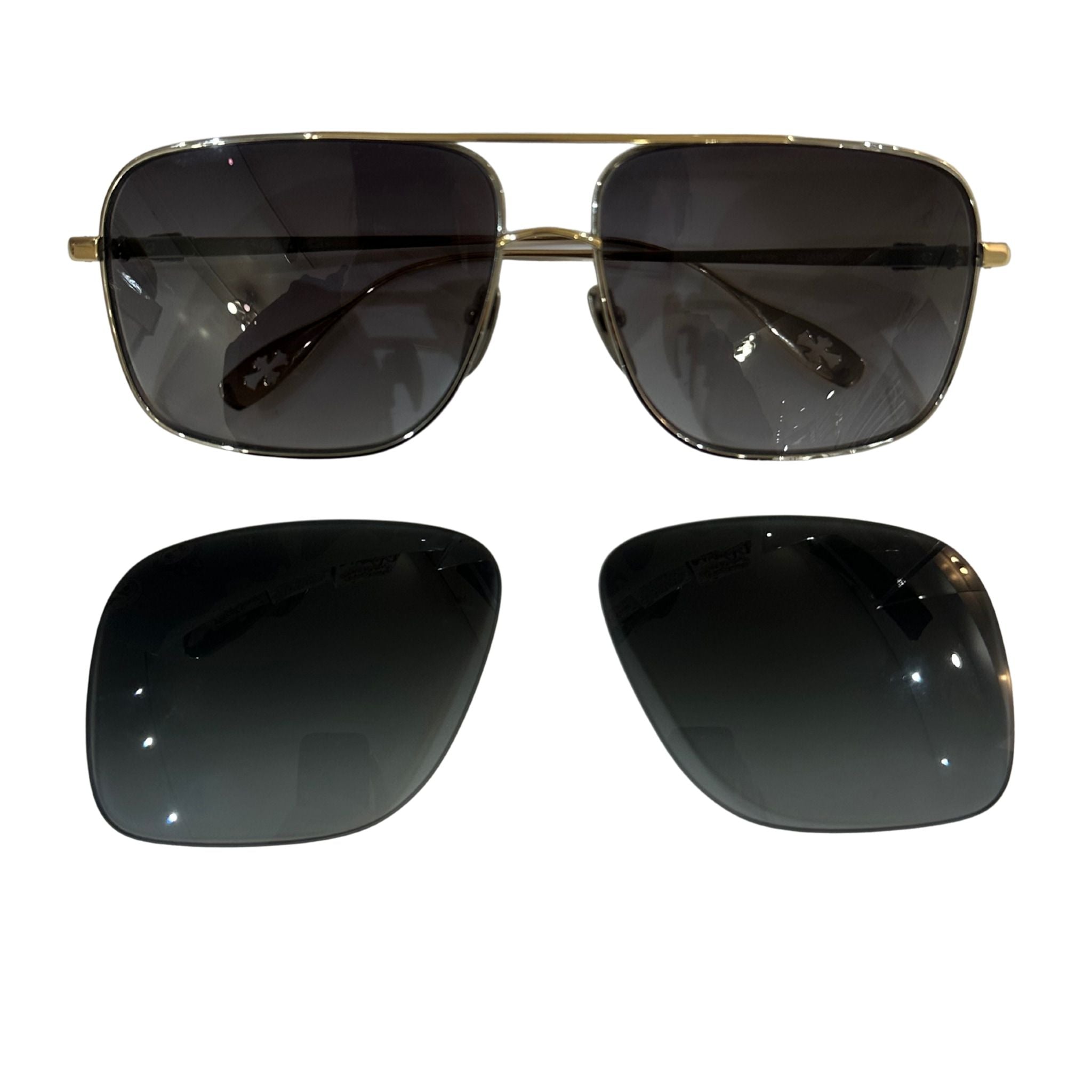 Chrome Hearts Stains VII Sunglasses Black/Gold (Preowned) - Pre-Owned