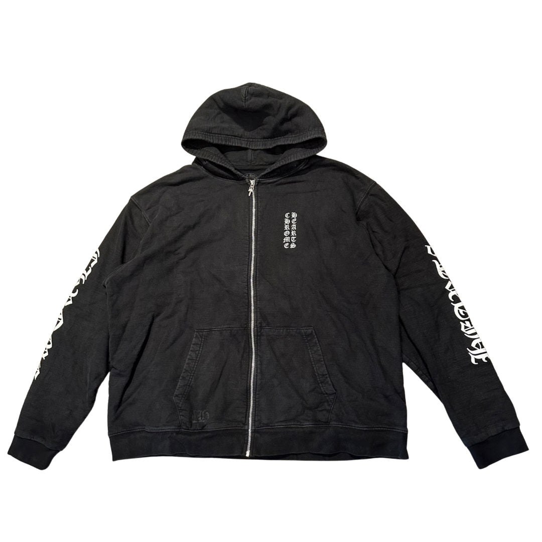 Chrome Hearts Letters Sleeve Thermal Zip-Up Hoodie Black (Preowned Size XXL) - Pre-Owned