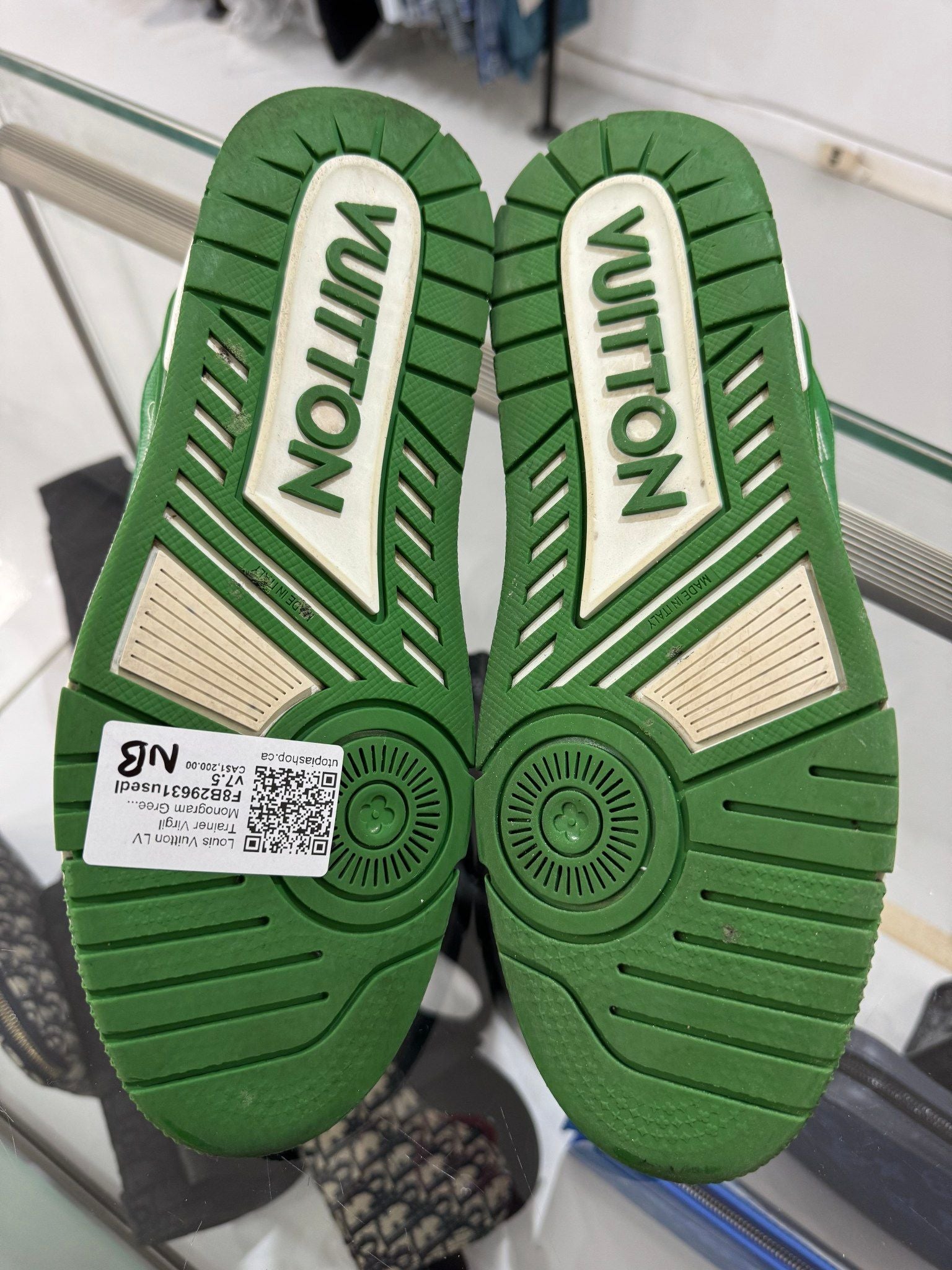 Louis Vuitton LV Trainer Virgil Monogram Green - Pre-Owned Size LV7.5/US9 (No original box)