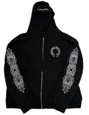 Chrome Hearts Thermal Floral Horseshoe Zip-Up Hoodie Black - Lightly Used Size XL