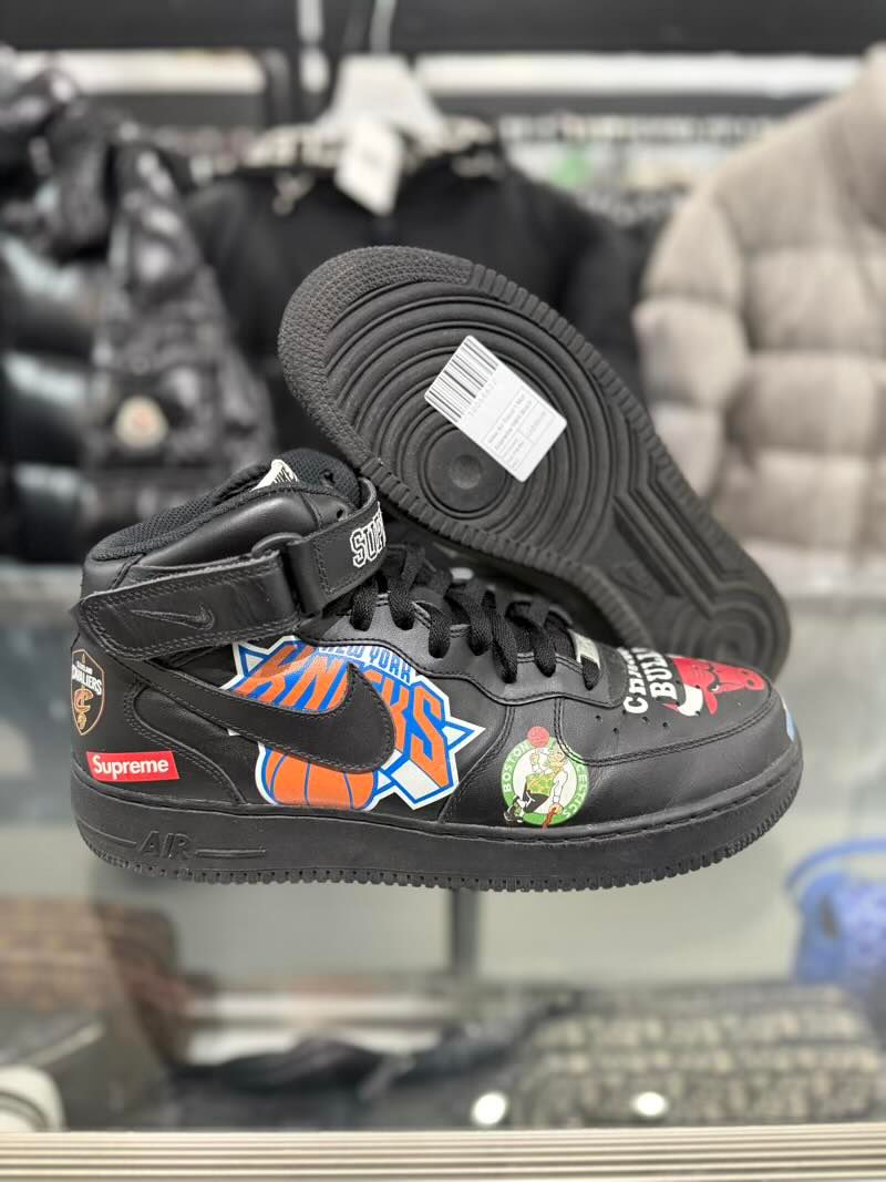 Nike Air Force 1 Mid Supreme NBA Black - Pre-Owned Size 11M (No Box)