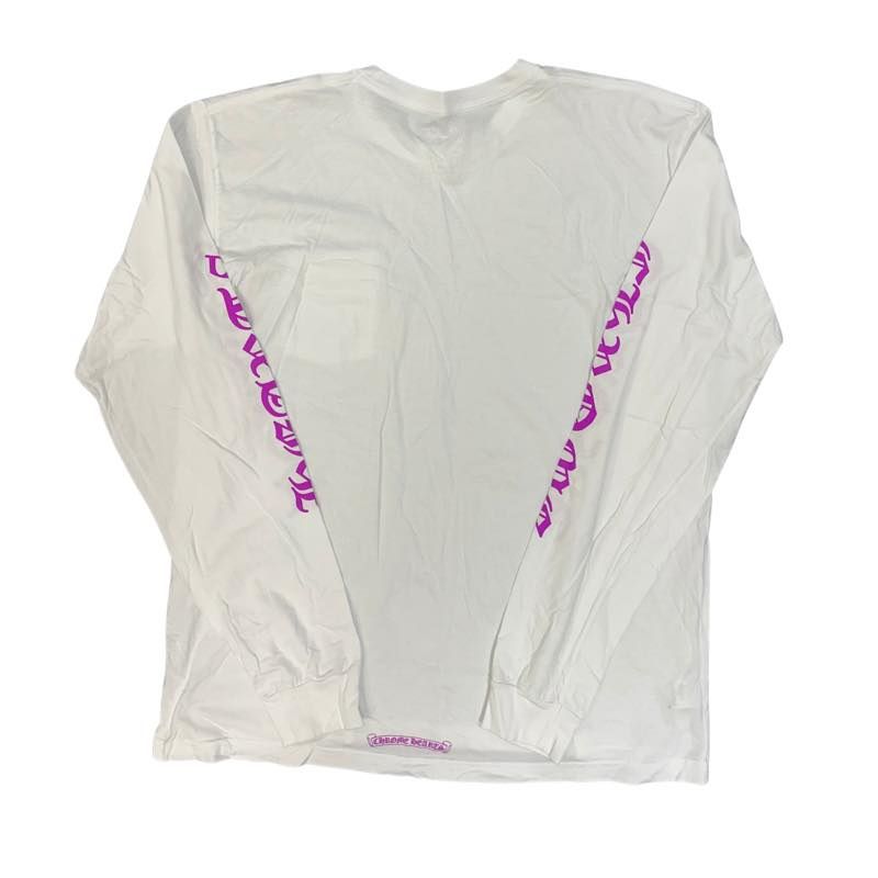 Chrome Hearts Purple Neck Logo L/S T-Shirt White - Lightly Pre-Owned Size XXL