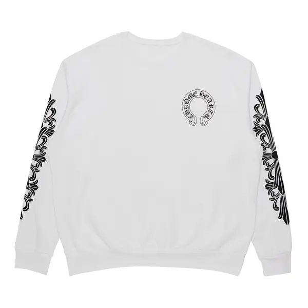 Chrome Hearts Floral Horseshoe Logo Crewneck White
