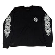 Chrome Hearts Floral Horseshoe Logo Los Angeles Exclusive L/S T-Shirt Black (Preowned Size XXL) - Pre-Owned