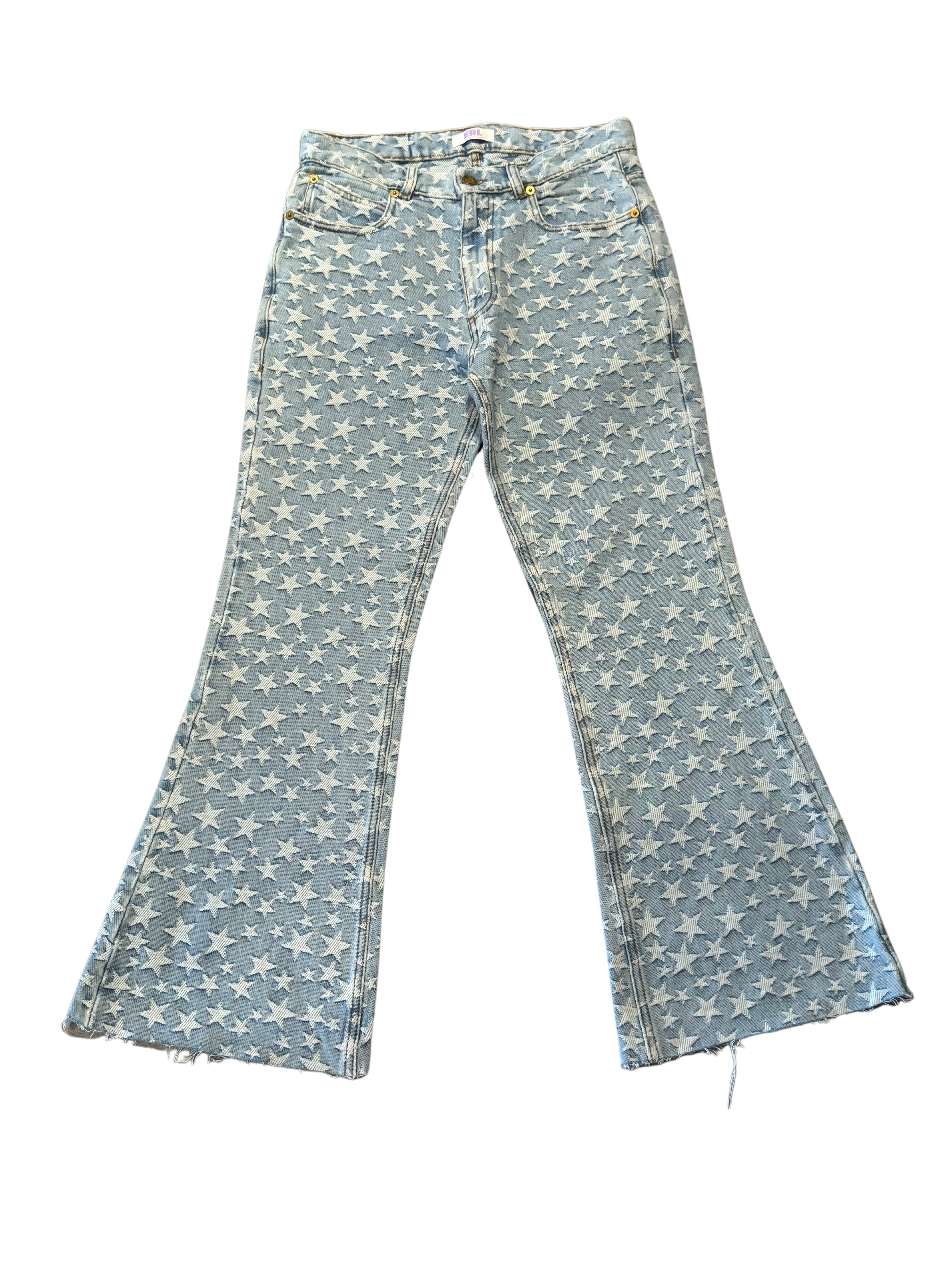 ERL Star Jacquard Light Wash Flared Denim (Preowned) - Pre-Owned