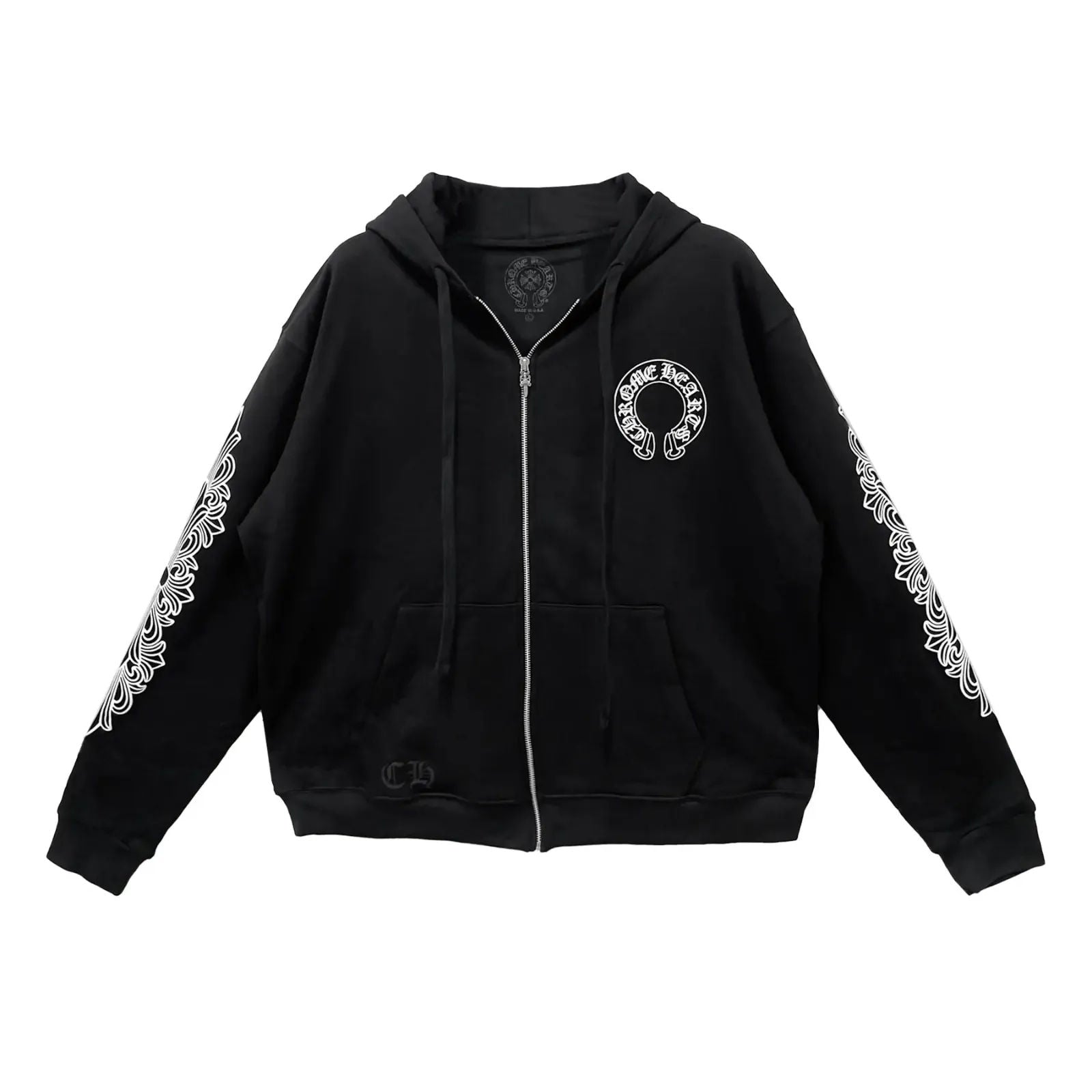 Chrome Hearts Fuck You Floral Horseshoe Logo Zip-Up Thermal Zip-Up Black
