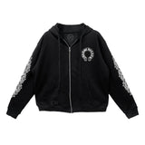 Chrome Hearts Fuck You Floral Horseshoe Logo Zip-Up Thermal Zip-Up Black