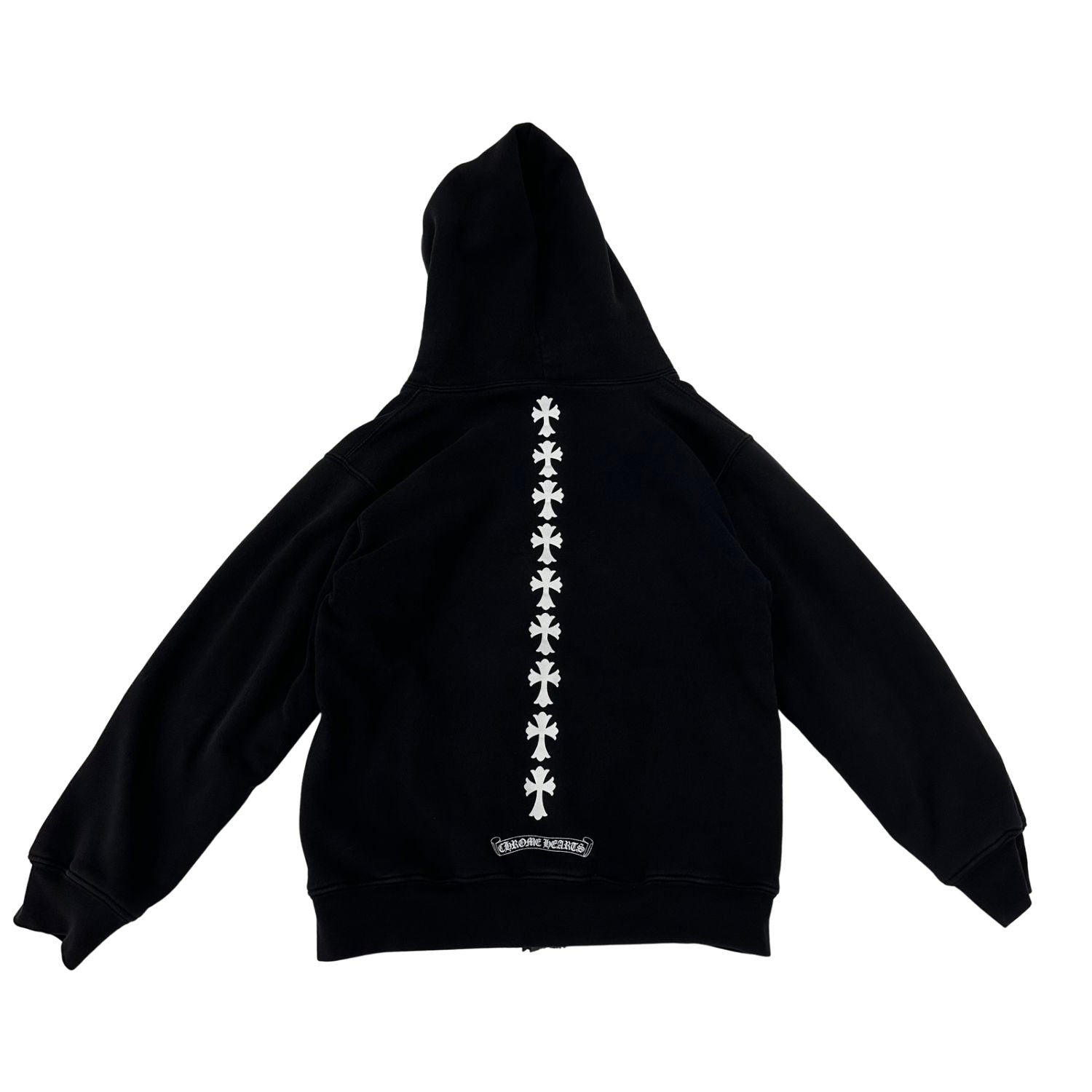 Chrome Hearts Triple Cross Cemetery Spine Thermal Zip-Up Hoodie Black - Lightly Used Size M