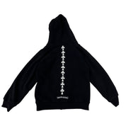 Chrome Hearts Triple Cross Cemetery Spine Thermal Zip-Up Hoodie Black - Lightly Used Size M