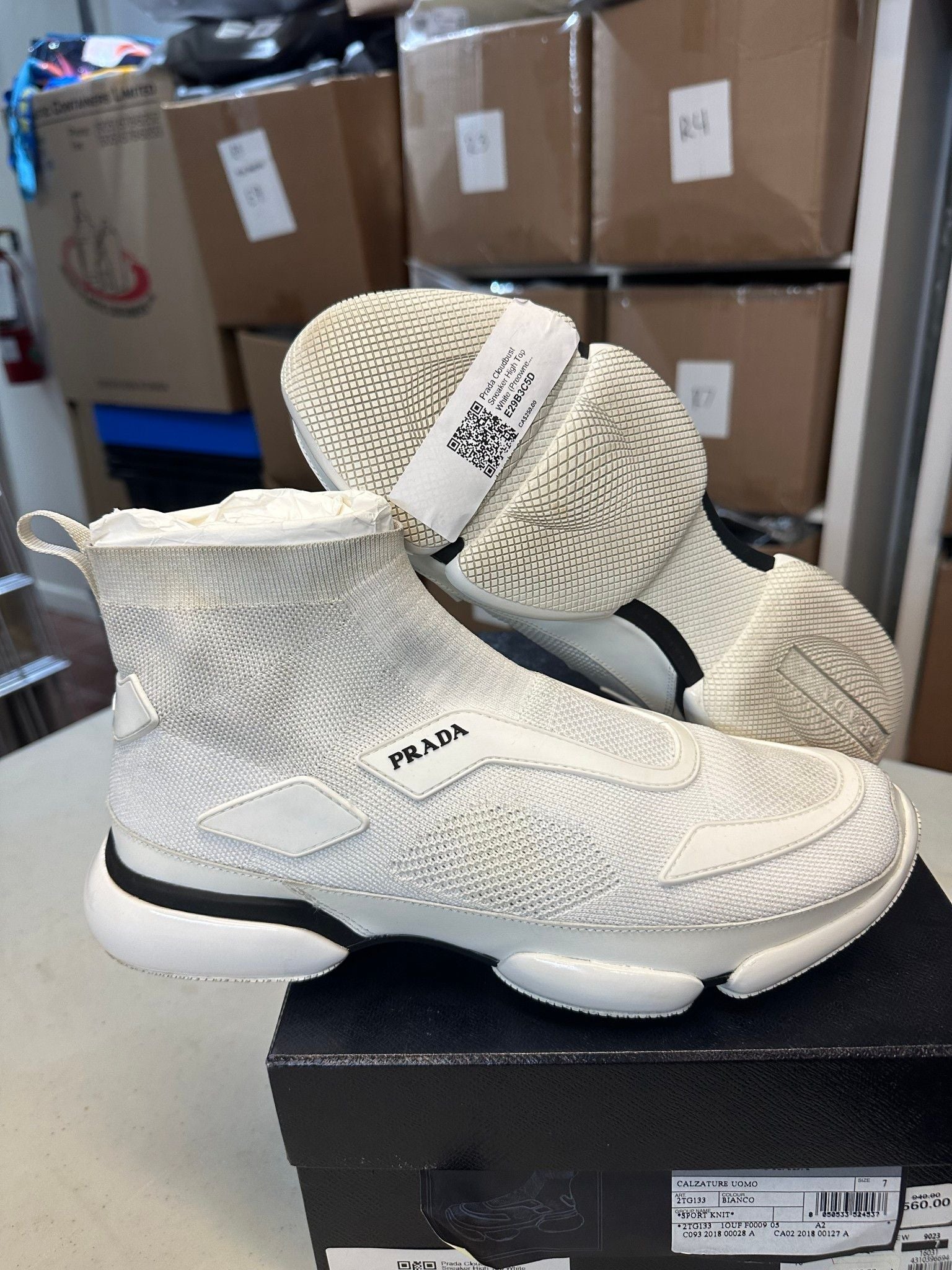 Prada Cloudbust Sneaker High Top White - Pre-Owned Size 8
