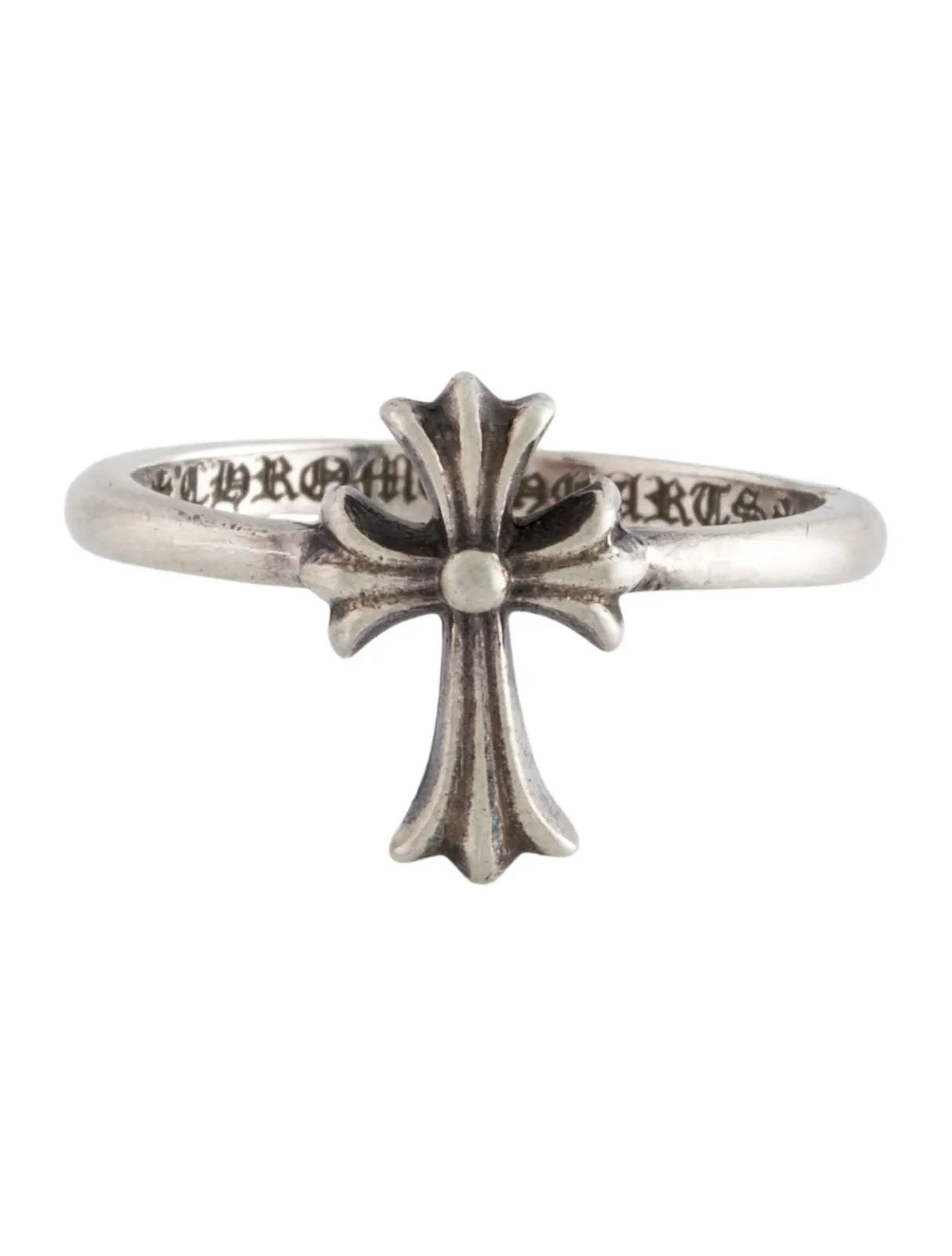 Chrome Hearts Silver Diamond Bubblegum Cross Ring
