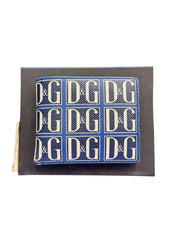 Dolce & Gabbana Logos Men's Blue Leather Bifold Wallet (Lightly Preowned) - Pre-Owned
