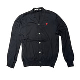 Comme Des Garcons Play Heart Logo V-Neck Cardigan Black (Preowned Size L) - Pre-Owned