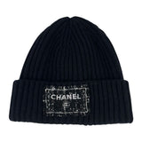 Chanel Sequin Embellishment Cashmere Beanie Navy - Lightly Used