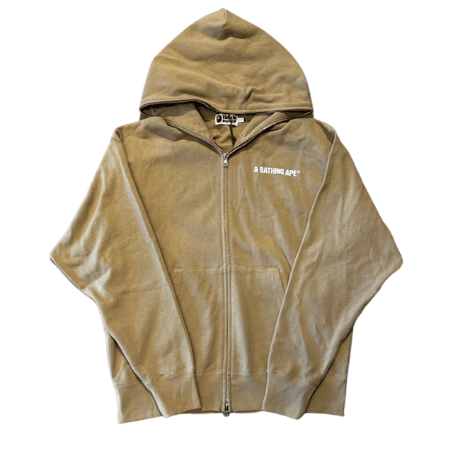 Bape Busy Works Logo Print Full-Zip Hoodie Tan