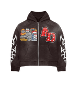 Awoken Dreams V2 Patchwork Zip-Up Hoodie Brown