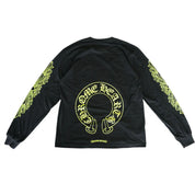 Chrome Hearts Neon Green Horseshoe Floral  Long Sleeve T-Shirt