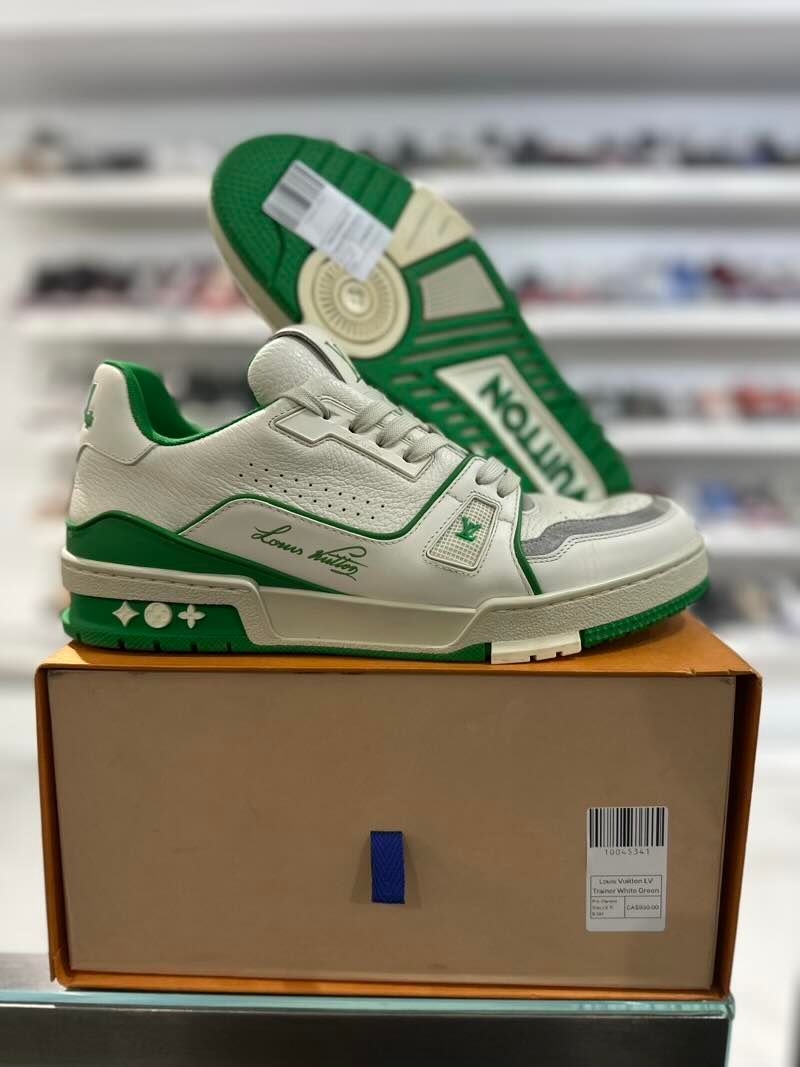Louis Vuitton LV Trainer White Green - Pre-Owned Size LV 7/ 8.5M