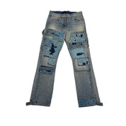 Amiri Patchwork Bandana Carpenter Straight-Leg Distressed Jeans - Pre-Owned