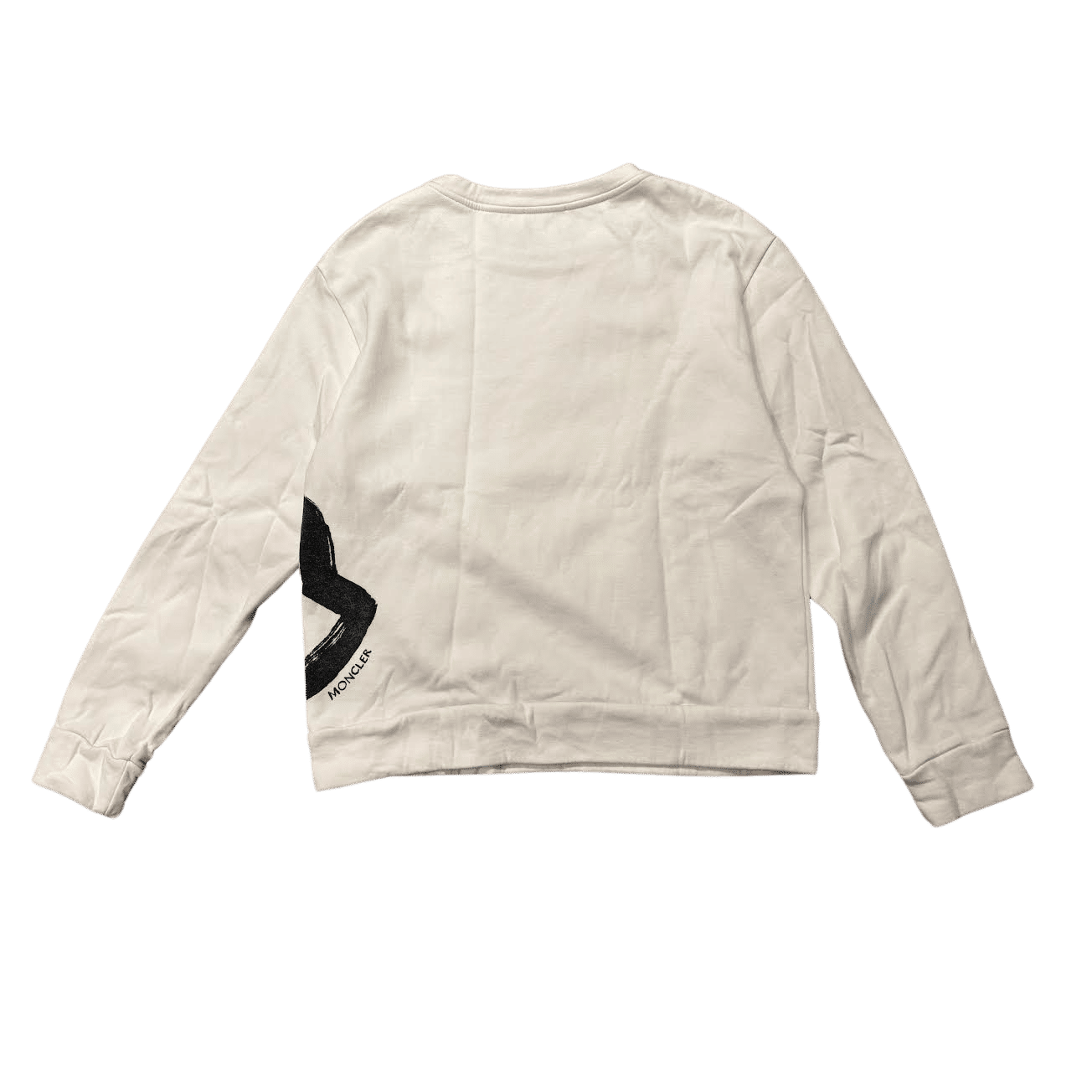 Moncler Black Painted Logo Crewneck White (Preowned Size S) - Pre-Owned