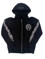 Chrome Hearts Floral Horseshoe Logo Thermal Zip-Up Hoodie - Pre-Owned Size S