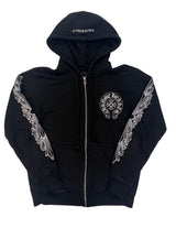 Chrome Hearts Floral Horseshoe Logo Thermal Zip-Up Hoodie - Pre-Owned Size S