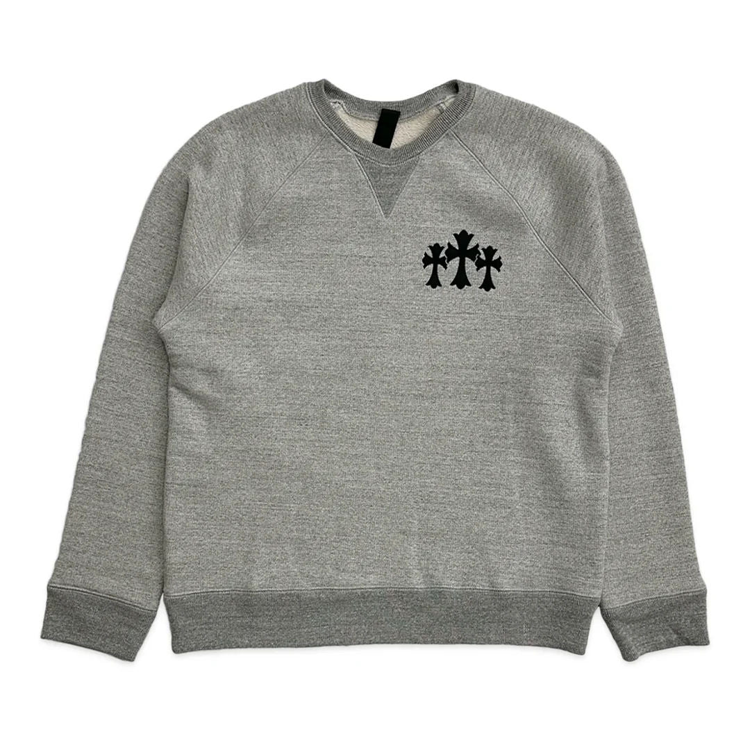 Chrome Hearts Triple Cross Nylon CH Logo Crewneck Grey