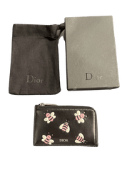 Dior x Kaws Zipped Card and Coin Holder Pink Bees Black (Preowned) - Pre-Owned