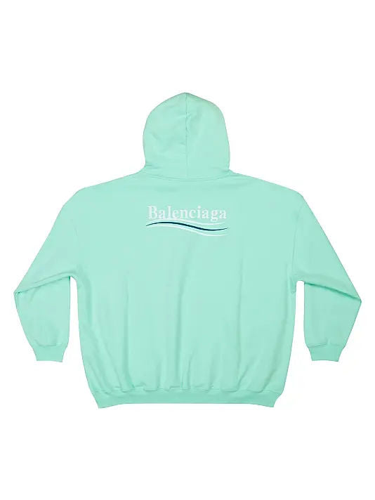Balenciaga Embroidered Political Campaign Hoodie Mint