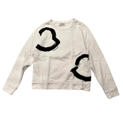 Moncler Black Painted Logo Crewneck White (Preowned Size S) - Pre-Owned