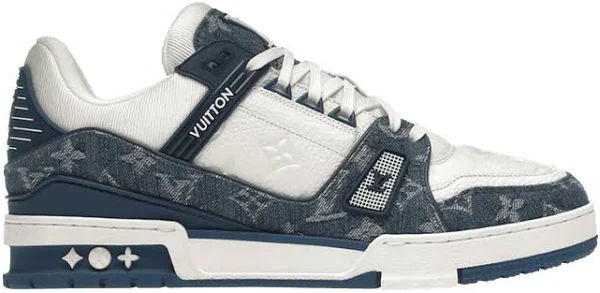 Louis Vuitton LV Trainer Monogram Denim White Blue - Lightly Pre-Owned Size 9