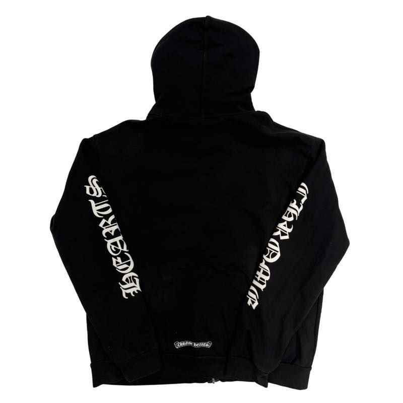 Chrome Hearts Vertical Logo Zip Up Hoodie Black - Lightly Pre-Owned Size M