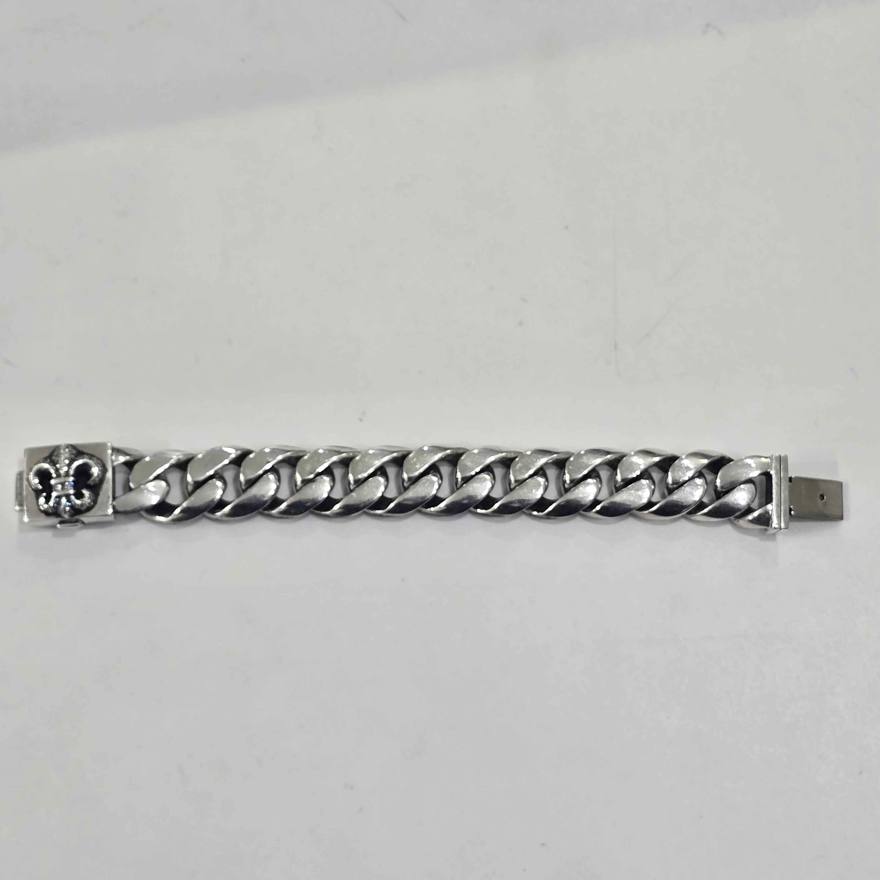 Chrome Hearts XL Diamond Fleur Cuban Link Bracelet (8 Inches) - Lightly Used