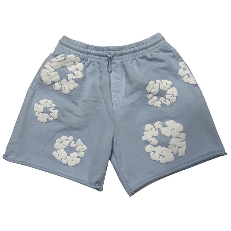 Denim Tears The Cotton Wreath Sweatshorts Powder Blue - Lightly Pre-Owned Size S