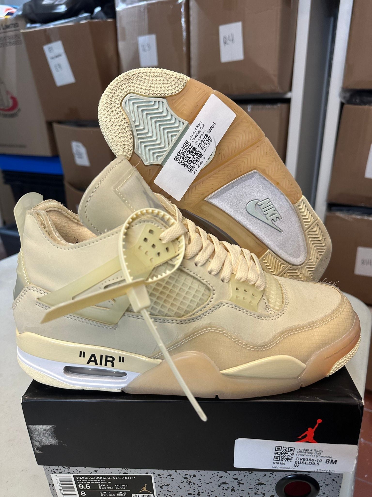 Jordan 4 Retro Off-White Sail (Women's) - Pre-Owned Size 8M/9.5W