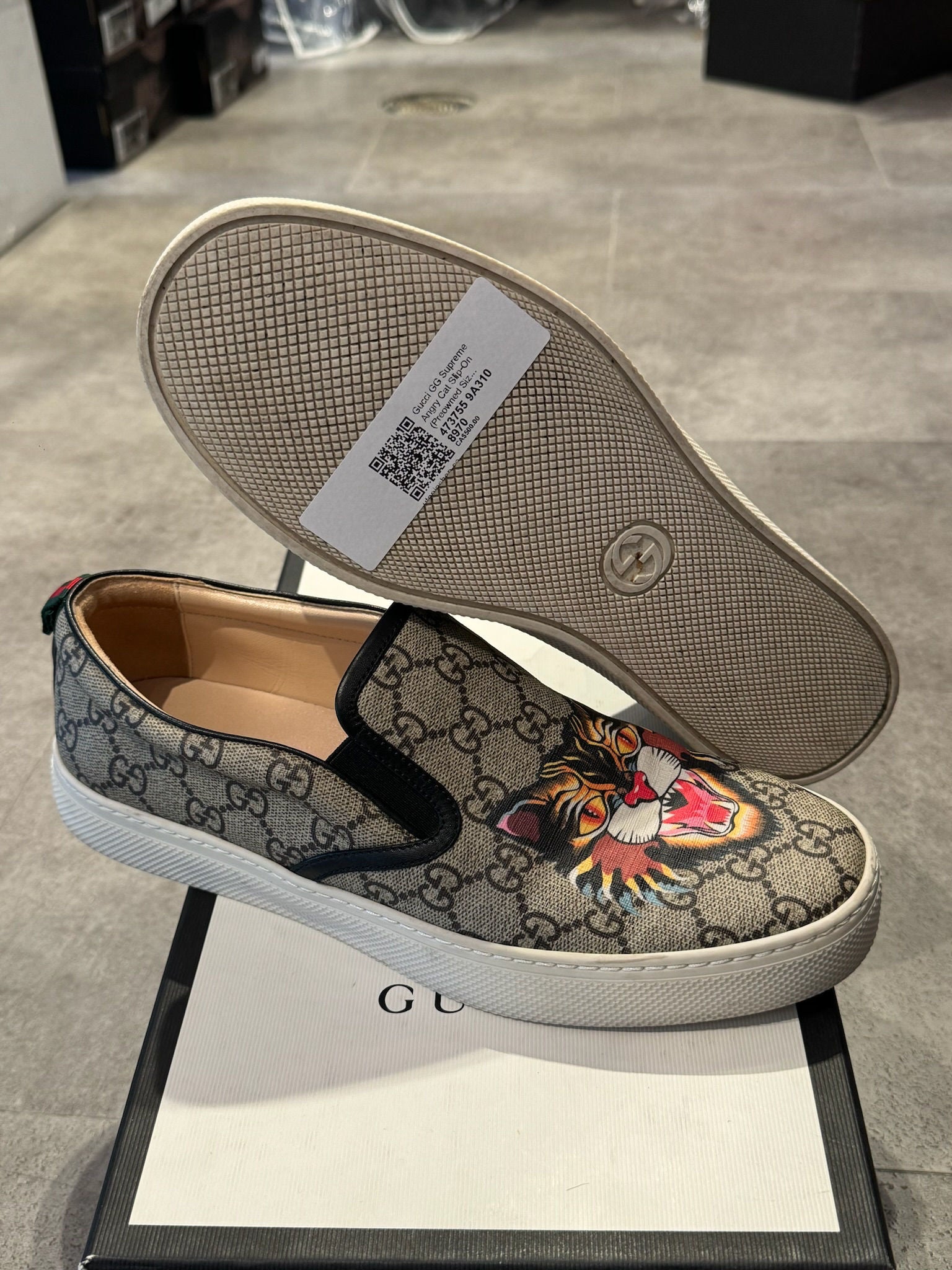 Gucci GG Supreme Angry Cat Slip-On - Pre-Owned Size G8/US9