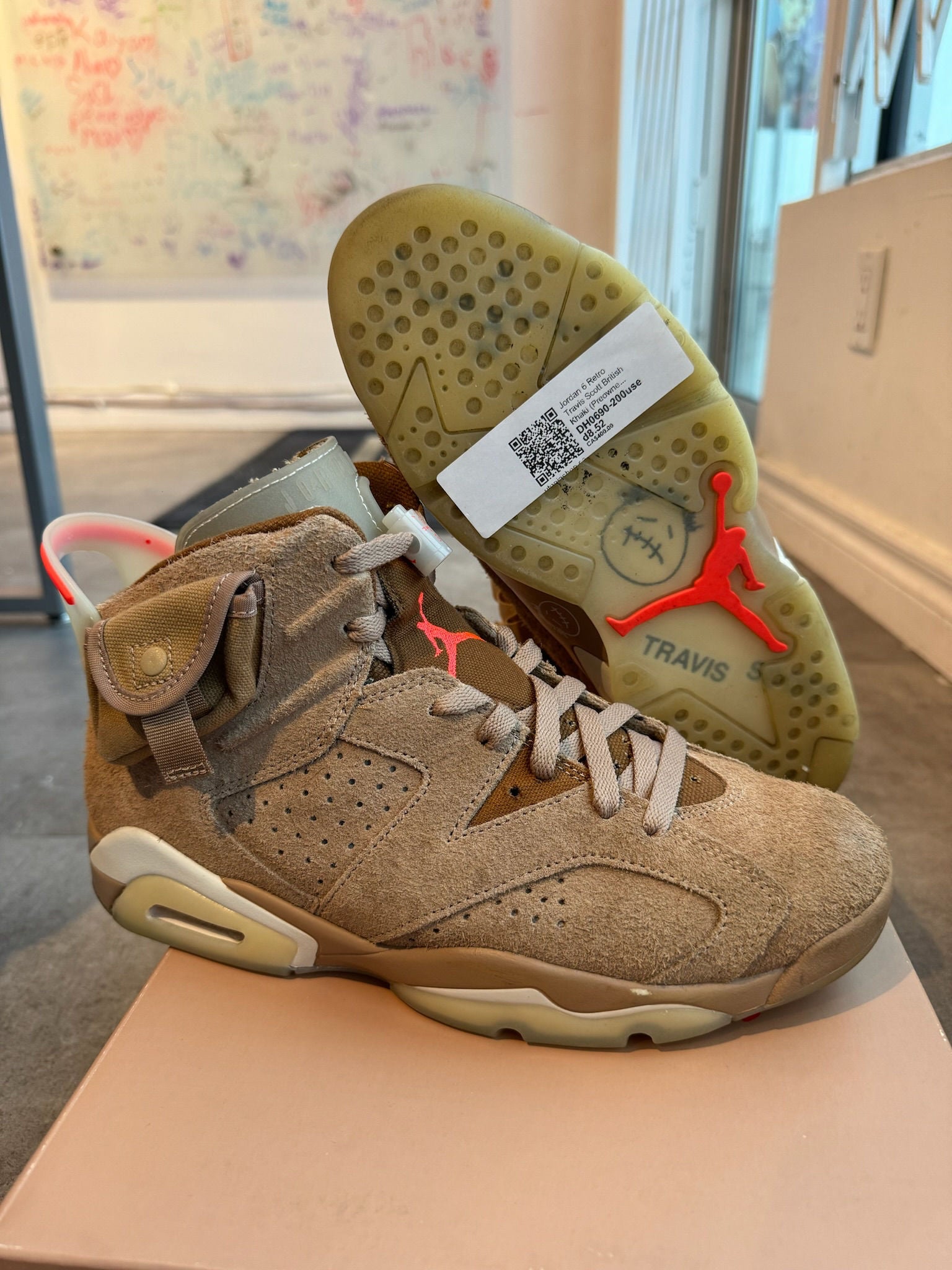 Jordan 6 Retro Travis Scott British Khaki (Preowned Size 8.5) - Pre-Owned
