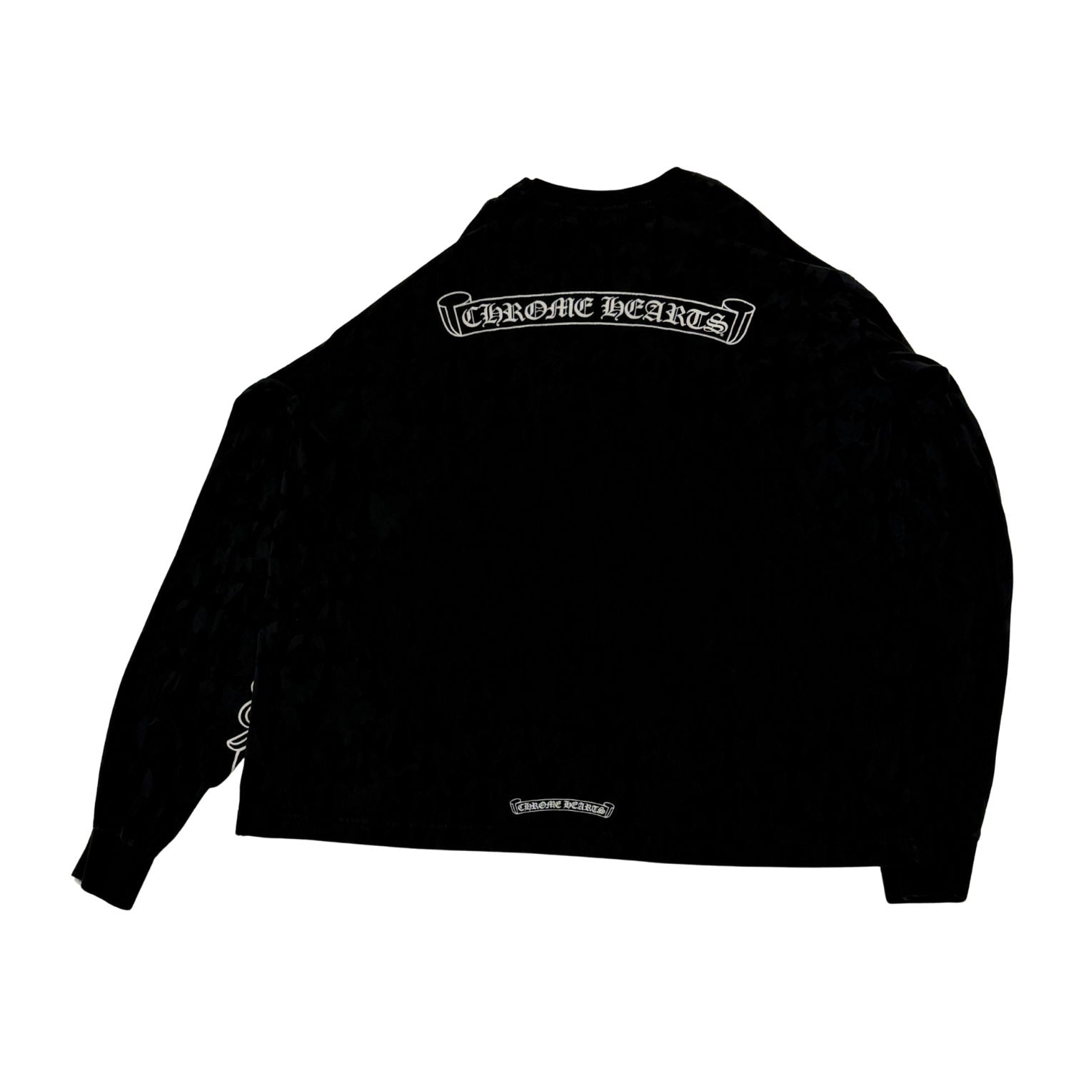 Chrome Hearts Cemetery Cross All Over Print Logo L/S T-Shirt Black - Pre-Owned Size XXL