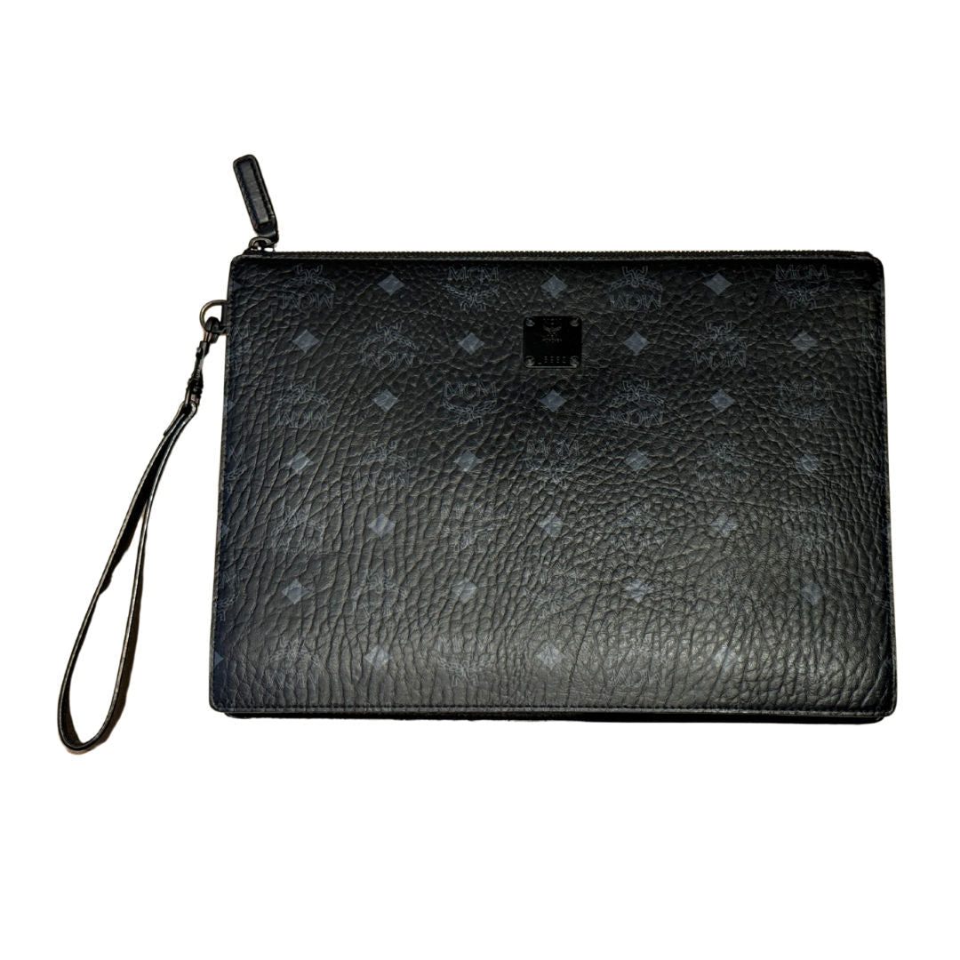 MCM Aren Wristlet Zip Pouch Black (Preowned) - Pre-Owned