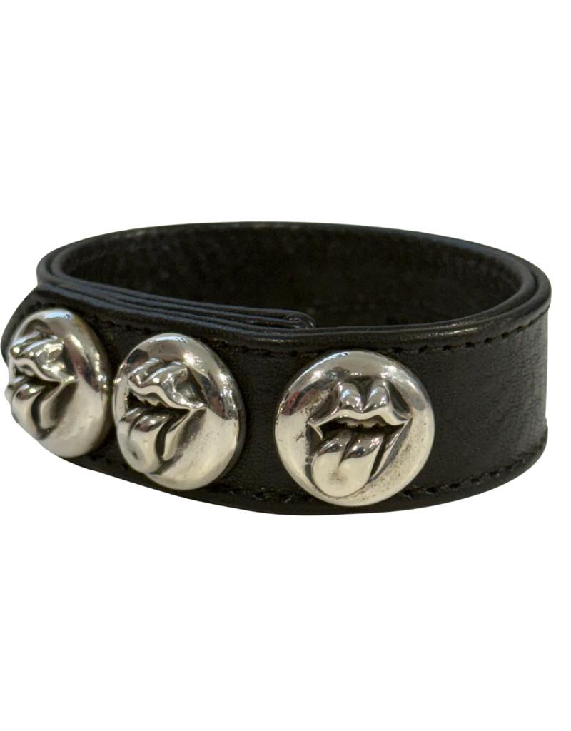 Chrome Hearts Rolling Stones Lips Leather Bracelet - Pre-Owned