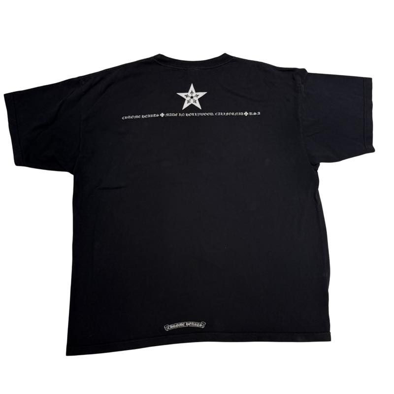 Vintage Chrome Hearts Neck Star Logo T-Shirt Black - Pre-Owned Size XXL