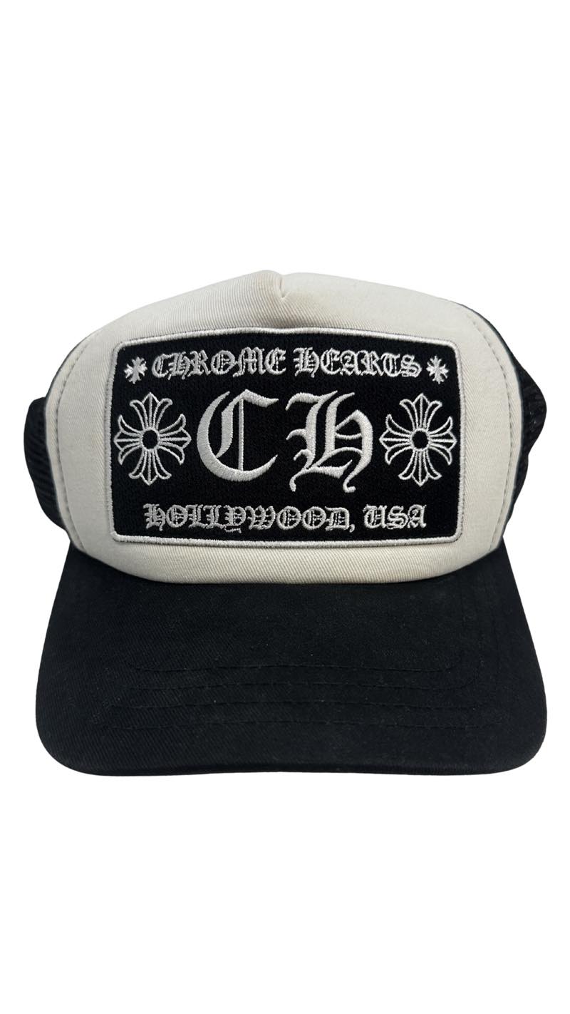 Chrome Hearts CH Hollywood Trucker Hat Black/White - Lightly Pre-Owned OS